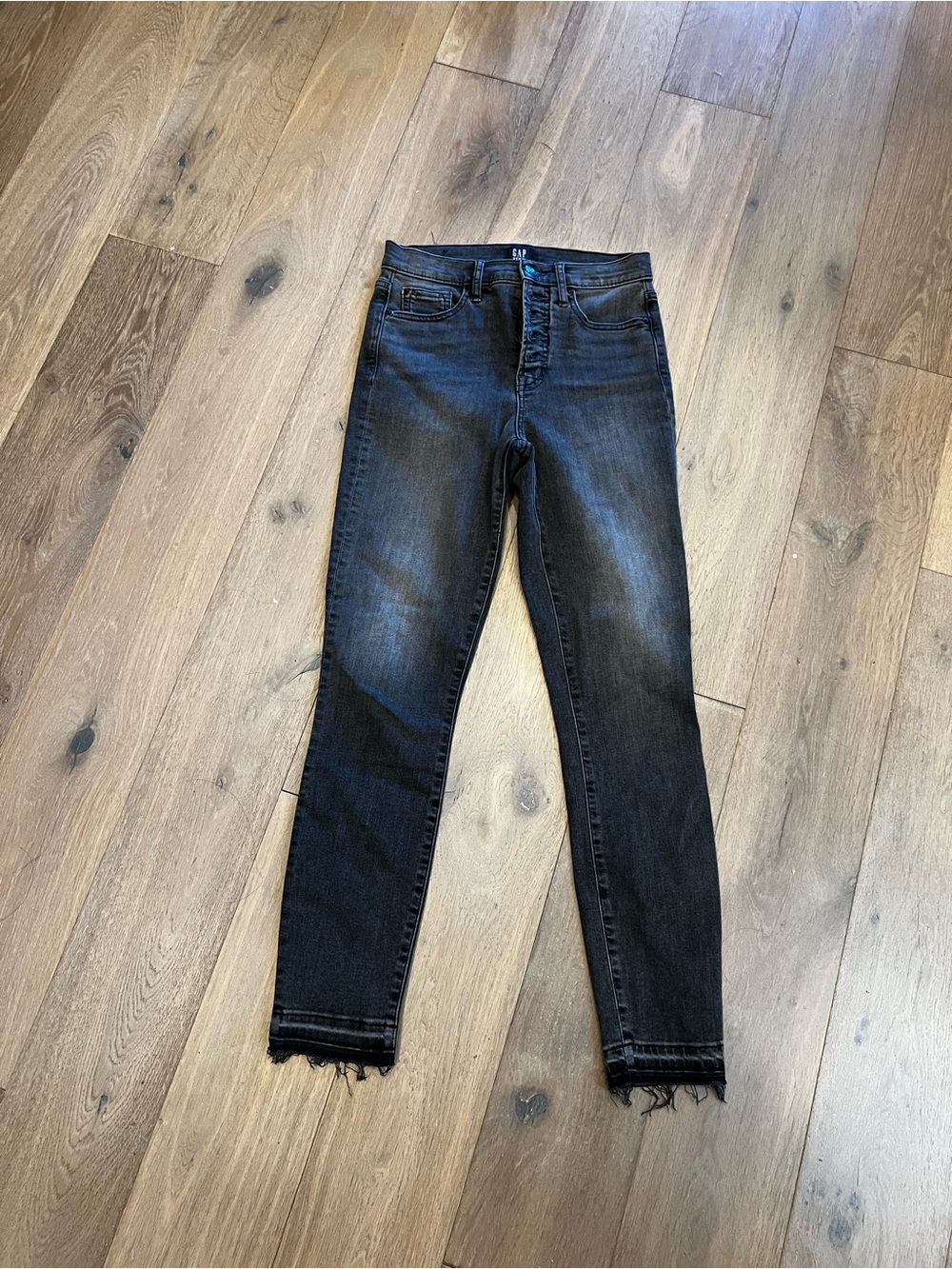 GAP Black Skinny Jeans with Frayed Hem